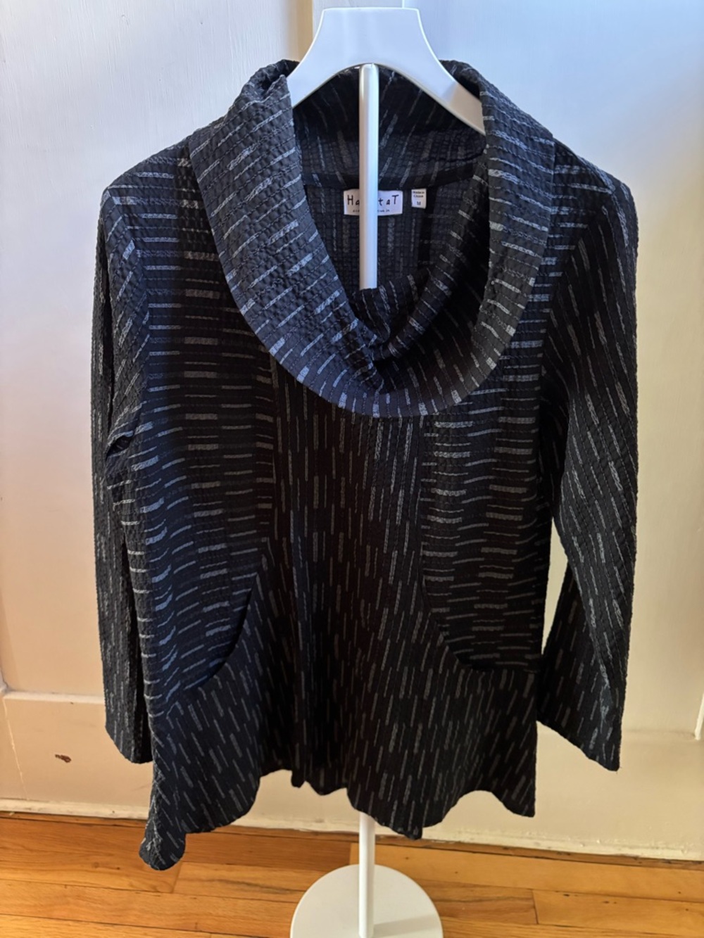 Habitat Newport City Black Striped Cowl Neck Top Wrinkle Resistant